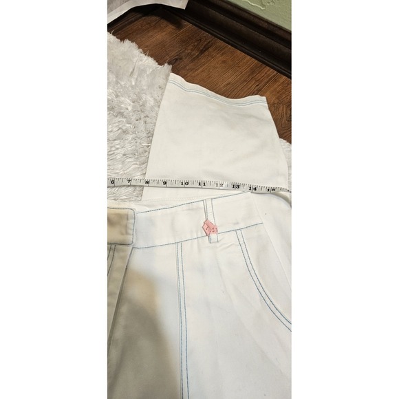 Meet Marie White 2 Piece Set Crop Tie Top Wide Leg Pants Blue Stitch SZ 3 - Picture 12 of 12